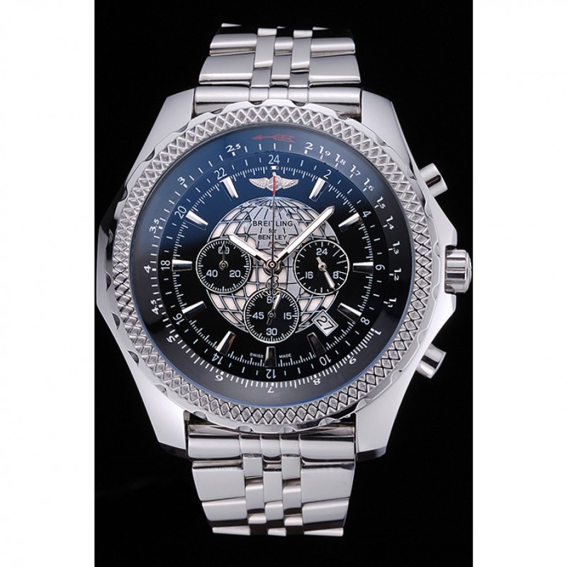 Breitling Bentley B05 Unitime Black Dial Stainless Steel Bracelet 622520 Replica Watches